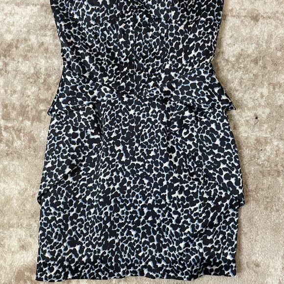 BCBG GENERATION Cheeta Print Cocktail mini Dress BLACK, blue, white SZ 4 in EUC - Picture 9 of 14